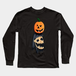 Halloween Scary Evil Pumpkin Funny Pumpkin Head Long Sleeve T-Shirt